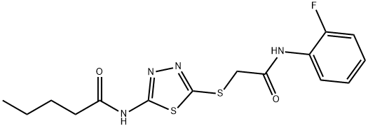 N-(5-((2-((2-fluorophenyl)amino)-2-oxoethyl)thio)-1,3,4-thiadiazol-2-yl)pentanamide Structural