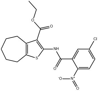 ethyl 2-(5-chloro-2-nitrobenzamido)-5,6,7,8-tetrahydro-4H-cyclohepta[b]thiophene-3-carboxylate Structural