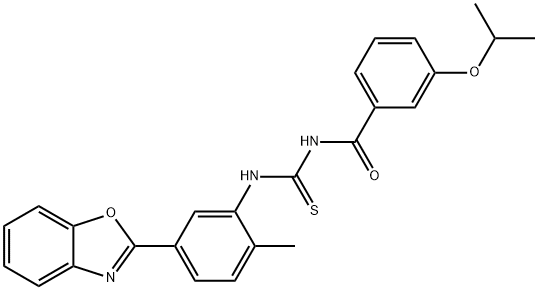 N-{[5-(1,3-benzoxazol-2-yl)-2-methylphenyl]carbamothioyl}-3-(propan-2-yloxy)benzamide Structural