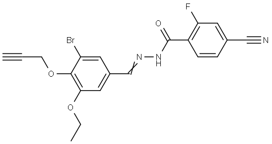 N'-{(E)-[3-bromo-5-ethoxy-4-(prop-2-yn-1-yloxy)phenyl]methylidene}-4-cyano-2-fluorobenzohydrazide Structural