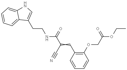 ethyl {2-[(1E)-2-cyano-3-{[2-(1H-indol-3-yl)ethyl]amino}-3-oxoprop-1-en-1-yl]phenoxy}acetate Structural