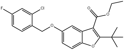 ethyl 2-(tert-butyl)-5-((2-chloro-4-fluorobenzyl)oxy)benzofuran-3-carboxylate Structural