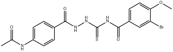 N-({2-[4-(acetylamino)benzoyl]hydrazino}carbonothioyl)-3-bromo-4-methoxybenzamide Structural