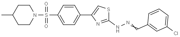 N-[(E)-(3-chlorophenyl)methylideneamino]-4-[4-(4-methylpiperidin-1-yl)sulfonylphenyl]-1,3-thiazol-2-amine Structural