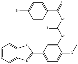 N-{[5-(1,3-benzoxazol-2-yl)-2-methoxyphenyl]carbamothioyl}-4-bromobenzamide Structural