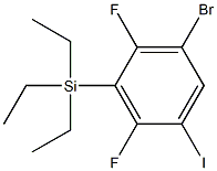 Silane, (3-bromo-2,6-difluoro-5-iodophenyl)triethyl- Structural Picture