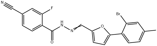 N'-{(E)-[5-(2-bromo-4-methylphenyl)furan-2-yl]methylidene}-4-cyano-2-fluorobenzohydrazide Structural