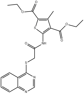 diethyl 3-methyl-5-(2-(quinazolin-4-ylthio)acetamido)thiophene-2,4-dicarboxylate Structural