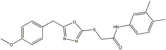 N-(3,4-dimethylphenyl)-2-{[5-(4-methoxybenzyl)-1,3,4-oxadiazol-2-yl]sulfanyl}acetamide Structural