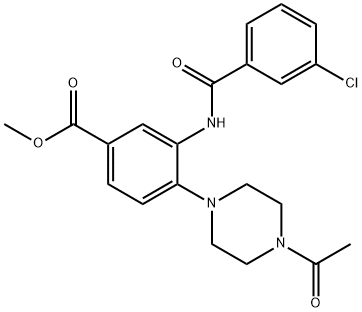methyl 4-(4-acetylpiperazin-1-yl)-3-{[(3-chlorophenyl)carbonyl]amino}benzoate Structural