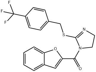 benzofuran-2-yl(2-((4-(trifluoromethyl)benzyl)thio)-4,5-dihydro-1H-imidazol-1-yl)methanone Structural