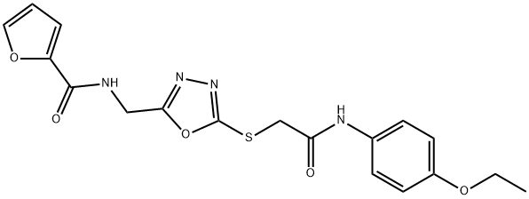 N-((5-((2-((4-ethoxyphenyl)amino)-2-oxoethyl)thio)-1,3,4-oxadiazol-2-yl)methyl)furan-2-carboxamide Structural