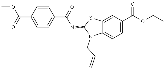 ethyl (Z)-3-allyl-2-((4-(methoxycarbonyl)benzoyl)imino)-2,3-dihydrobenzo[d]thiazole-6-carboxylate Structural