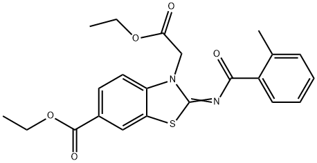 ethyl (Z)-3-(2-ethoxy-2-oxoethyl)-2-((2-methylbenzoyl)imino)-2,3-dihydrobenzo[d]thiazole-6-carboxylate Structural