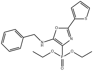 N-benzyl-4-diethoxyphosphoryl-2-thiophen-2-yl-1,3-oxazol-5-amine Structural
