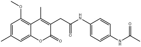 N-(4-acetamidophenyl)-2-(5-methoxy-4,7-dimethyl-2-oxochromen-3-yl)acetamide Structural