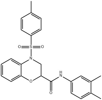 N-(3,4-dimethylphenyl)-4-[(4-methylphenyl)sulfonyl]-3,4-dihydro-2H-1,4-benzoxazine-2-carboxamide Structural