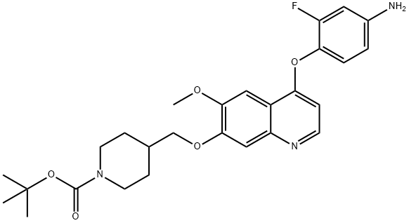 tert-Butyl 4-(((4-(4-amino-2-fluorophenoxy)-6-methoxyquinolin-7-yl)oxy)methyl)piperidine-1-carboxylate Structural