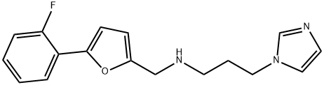 N-[[5-(2-fluorophenyl)furan-2-yl]methyl]-3-imidazol-1-ylpropan-1-amine Structural