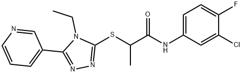N-(3-chloro-4-fluorophenyl)-2-{[4-ethyl-5-(pyridin-3-yl)-4H-1,2,4-triazol-3-yl]sulfanyl}propanamide Structural