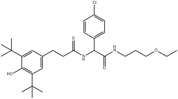N-{1-(4-chlorophenyl)-2-[(3-ethoxypropyl)amino]-2-oxoethyl}-3-(3,5-di-tert-butyl-4-hydroxyphenyl)propanamide Structural