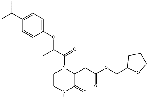 tetrahydro-2-furanylmethyl {1-[2-(4-isopropylphenoxy)propanoyl]-3-oxo-2-piperazinyl}acetate Structural