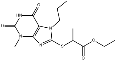 ethyl 2-((3-methyl-2,6-dioxo-7-propyl-2,3,6,7-tetrahydro-1H-purin-8-yl)thio)propanoate Structural