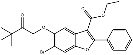 ethyl 6-bromo-5-(3,3-dimethyl-2-oxobutoxy)-2-phenylbenzofuran-3-carboxylate Structural