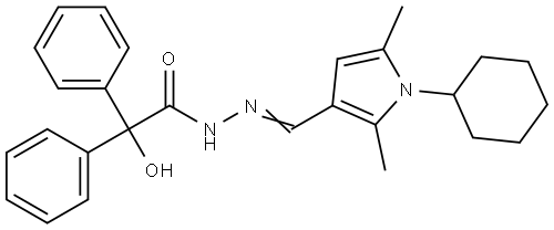 N'-[(E)-(1-cyclohexyl-2,5-dimethyl-1H-pyrrol-3-yl)methylidene]-2-hydroxy-2,2-diphenylacetohydrazide Structural