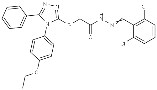 N-[(E)-(2,6-dichlorophenyl)methylideneamino]-2-[[4-(4-ethoxyphenyl)-5-phenyl-1,2,4-triazol-3-yl]sulfanyl]acetamide Structural