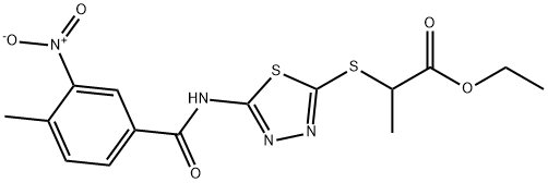 ethyl 2-((5-(4-methyl-3-nitrobenzamido)-1,3,4-thiadiazol-2-yl)thio)propanoate Structural