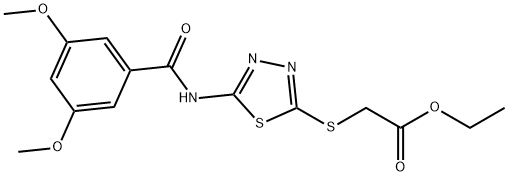 ethyl 2-((5-(3,5-dimethoxybenzamido)-1,3,4-thiadiazol-2-yl)thio)acetate Structural