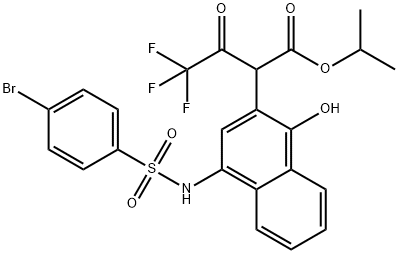 isopropyl 2-(4-((4-bromophenyl)sulfonamido)-1-hydroxynaphthalen-2-yl)-4,4,4-trifluoro-3-oxobutanoate Structural
