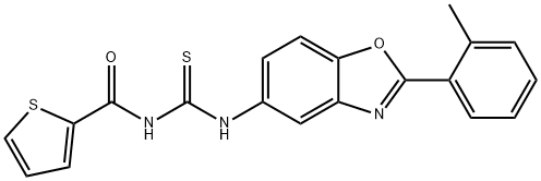 N-{[2-(2-methylphenyl)-1,3-benzoxazol-5-yl]carbamothioyl}thiophene-2-carboxamide Structural