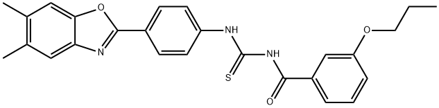 N-{[4-(5,6-dimethyl-1,3-benzoxazol-2-yl)phenyl]carbamothioyl}-3-propoxybenzamide Structural