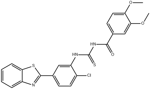 N-{[5-(1,3-benzothiazol-2-yl)-2-chlorophenyl]carbamothioyl}-3,4-dimethoxybenzamide Structural