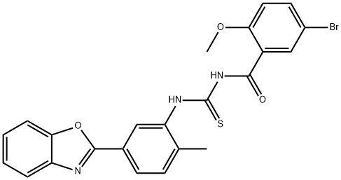 N-{[5-(1,3-benzoxazol-2-yl)-2-methylphenyl]carbamothioyl}-5-bromo-2-methoxybenzamide Structural