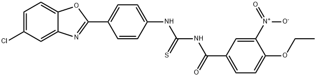N-{[4-(5-chloro-1,3-benzoxazol-2-yl)phenyl]carbamothioyl}-4-ethoxy-3-nitrobenzamide Structural
