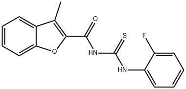 N-[(2-fluorophenyl)carbamothioyl]-3-methyl-1-benzofuran-2-carboxamide Structural