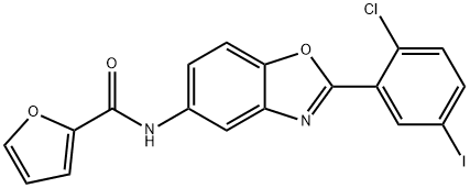 N-[2-(2-chloro-5-iodophenyl)-1,3-benzoxazol-5-yl]furan-2-carboxamide Structural