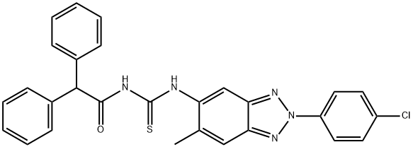 N-[[2-(4-chlorophenyl)-6-methylbenzotriazol-5-yl]carbamothioyl]-2,2-diphenylacetamide Structural