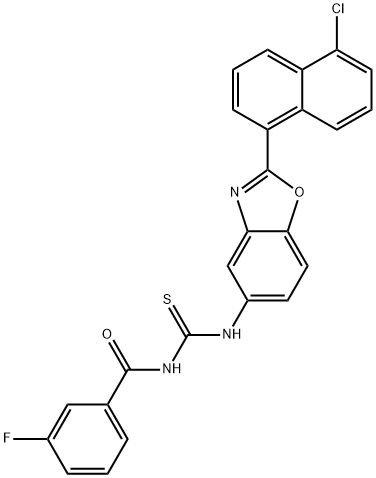 N-[[2-(5-chloronaphthalen-1-yl)-1,3-benzoxazol-5-yl]carbamothioyl]-3-fluorobenzamide Structural