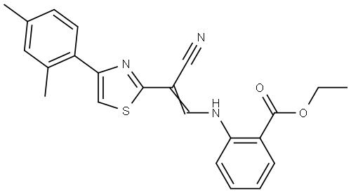 ethyl (Z)-2-((2-cyano-2-(4-(2,4-dimethylphenyl)thiazol-2-yl)vinyl)amino)benzoate Structural