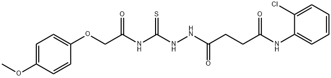 N-(2-chlorophenyl)-4-[2-({[(4-methoxyphenoxy)acetyl]amino}carbonothioyl)hydrazino]-4-oxobutanamide Structural