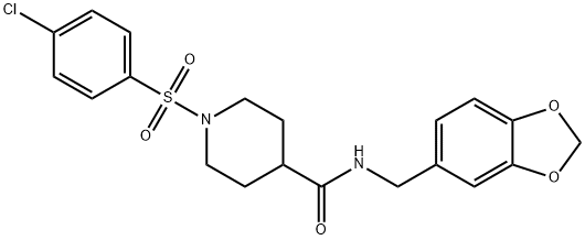 N-(1,3-benzodioxol-5-ylmethyl)-1-[(4-chlorophenyl)sulfonyl]piperidine-4-carboxamide Structural