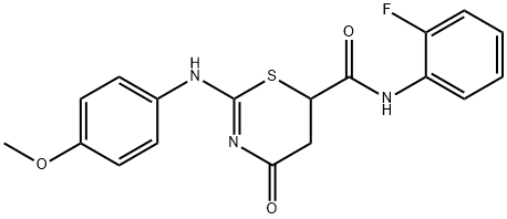 N-(2-fluorophenyl)-2-[(4-methoxyphenyl)amino]-4-oxo-5,6-dihydro-4H-1,3-thiazine-6-carboxamide Structural