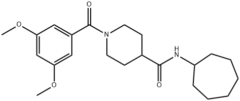 N-cycloheptyl-1-[(3,5-dimethoxyphenyl)carbonyl]piperidine-4-carboxamide Structural