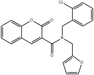 N-[(2-chlorophenyl)methyl]-N-(furan-2-ylmethyl)-2-oxochromene-3-carboxamide Structural