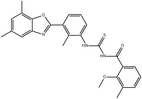 N-{[3-(5,7-dimethyl-1,3-benzoxazol-2-yl)-2-methylphenyl]carbamothioyl}-2-methoxy-3-methylbenzamide Structural