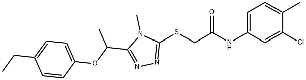N-(3-chloro-4-methylphenyl)-2-({5-[1-(4-ethylphenoxy)ethyl]-4-methyl-4H-1,2,4-triazol-3-yl}sulfanyl)acetamide Structural